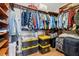 Organized walk-in closet featuring hanging racks and storage for suitcases at 487 Waterloo Ct, Spring Hill, FL 34609