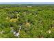 Expansive aerial view of the property showcasing its serene, heavily wooded landscape and neighboring residences at 5363 Utopia Pl, Brooksville, FL 34601