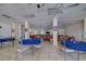 Bright interior space with tables and chairs set for a function, highlighted by patriotic decorations at 7802 Hardwick Dr # 1116, New Port Richey, FL 34653