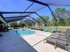 The screened-in pool area includes ample seating and a view of the backyard, perfect for entertaining at 9152 Bunting Rd, Weeki Wachee, FL 34613