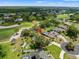 Aerial view showcases the home with a private pool, lush landscaping, and proximity to the golf course at 9161 Southern Comfort Ct, Weeki Wachee, FL 34613