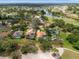 Scenic aerial view of homes overlooking a lake with lush landscaping and mature trees at 9161 Southern Comfort Ct, Weeki Wachee, FL 34613