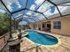Expansive backyard with screened pool enclosure, lush landscaping, and inviting outdoor living at its finest at 13248 Linzia Ln, Spring Hill, FL 34609