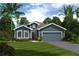 Charming single-story home with a well-manicured lawn, lush landscaping, and an attached two-car garage at 1699 W Palms Dr, Port Charlotte, FL 33953