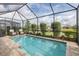 Screened-in pool with patio seating and landscaped backyard at 3051 Francoa Dr, Odessa, FL 33556