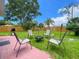 Backyard space with chairs surrounding a fire pit and outdoor seating area with grill at 4057 67Th N Ave, Pinellas Park, FL 33781
