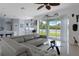 Inviting living room area with stylish furniture and an open view to the kitchen and backyard at 4215 Maplehurst Way, Spring Hill, FL 34609