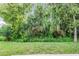 Lush backyard with mature trees and landscaping providing shade and privacy at 4468 Rudder Way, New Port Richey, FL 34652