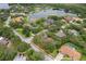 Aerial view of homes in a lakeside community featuring mature trees and private pools at 4595 Lake In The Woods Dr, Spring Hill, FL 34607