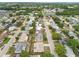 This aerial view depicts a residential area with single-Gathering homes surrounded by mature trees and manicured lawns at 5642 Dove Dr, New Port Richey, FL 34652