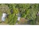Aerial view of a property surrounded by lush, mature trees, offering privacy at 9401 Bourbon St, New Port Richey, FL 34654