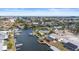 Stunning aerial view showcasing waterfront homes with boat docks and clear blue water at 1024 Spindle Palm Way, Apollo Beach, FL 33572