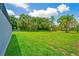 Expansive backyard featuring lush green grass and mature trees, creating a serene and private outdoor space at 10250 Locker Dr, Spring Hill, FL 34608