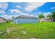 Backyard view of the house featuring an enclosed pool area and ample green space at 10250 Locker Dr, Spring Hill, FL 34608