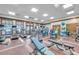 Well-lit gym featuring modern equipment, treadmills, weights, and large windows at 10531 Pontofino Cir, Trinity, FL 34655