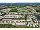 Expansive aerial shot of the community featuring verdant landscaping, a golf course, and serene ponds at 1142 Wolford Dr, Trinity, FL 34655