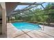 Beautiful screened-in pool with clear blue water and ample space for lounging, surrounded by lush greenery for added privacy at 128 Oak Lake Dr, Spring Hill, FL 34608