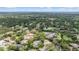 An aerial of the neighborhood showcasing lush landscaping, mature trees, and nearby lake at 2880 Chelsea N Pl, Clearwater, FL 33759