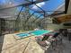 Inviting screened-in pool and spa area with outdoor seating and lounging at 34335 Berryhill Dr, Webster, FL 33597