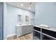 Elegant bathroom featuring a double vanity, ample storage, and modern finishes with light blue walls at 4939 Floramar Ter # 611, New Port Richey, FL 34652