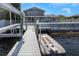 Backyard with a boat lift and dock offering convenient access to the water and a cozy area to relax at 5145 Porpoise Pl, New Port Richey, FL 34652