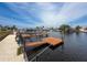 Dock featuring multiple slips and boat lifts offering convenient canal access at 6601 Nautical Isle, Hudson, FL 34667