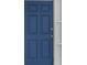 The six-panel front door is painted a nice blue and accented by a white door frame and shelving at 6633 Jackson St, New Port Richey, FL 34653