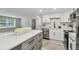Bright eat-in kitchen with white cabinets, stainless steel appliances, and a large island at 7545 Banner St, New Port Richey, FL 34653