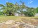 View of the backyard with mature trees and shed at 10139 Carrin Rd, Spring Hill, FL 34608