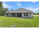 Lush backyard features a covered patio ideal for outdoor living and relaxation at 11042 Heth Ct, Weeki Wachee, FL 34613