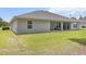 Expansive backyard with well-maintained lawn and covered patio seating at 11042 Heth Ct, Weeki Wachee, FL 34613