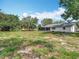 Large fenced backyard with ample green space and mature trees at 11340 Corinthian St, Spring Hill, FL 34609