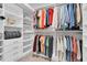 Spacious walk-in closet with custom shelving, rods for hanging clothes, and multiple drawers at 15241 Caravan Ave, Odessa, FL 33556
