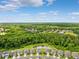 Beautiful aerial view of houses backing up to a serene pond and lush green space in an established community at 18566 Hunters Meadow Walk, Land O Lakes, FL 34638