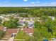 Aerial view of the neighborhood showcasing the home's location with mature trees and landscaping at 4350 Sawgrass Blvd, New Port Richey, FL 34653