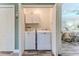 Efficient laundry area with washer, dryer and storage above, tucked behind folding doors at 4460 Flounder Dr, Hernando Beach, FL 34607