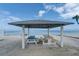 Covered picnic area featuring two picnic tables facing the ocean at 6140 Seaside Dr, New Port Richey, FL 34652