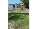 Overgrown backyard featuring chain-link fence, grass, and some debris at 7540 Briarwood Dr, Port Richey, FL 34668