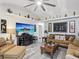Bright living room with modern flooring, comfortable seating, stylish decor, and entertainment center at 8158 Sturbridge Ct # D, Weeki Wachee, FL 34613