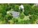 Aerial view of home with private pool surrounded by a lush green landscape at 8518 Quail Hollow Blvd, Wesley Chapel, FL 33544