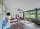 Cheerful playroom boasts wood-look floors, backyard views, and lots of storage at 8540 Roseanne Blvd, New Port Richey, FL 34654