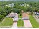 Expansive aerial view of home showcasing the spacious lot, detached garage, and proximity to surrounding trees at 13444 English Parrot Rd, Brooksville, FL 34614