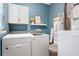 Functional laundry room is well-equipped with washer, dryer, and storage at 1601 E 98Th Ave, Tampa, FL 33612