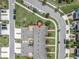 Aerial view of the home featuring a brick patio and a two car garage at 17316 Cruiser Bnd, Land O Lakes, FL 34638
