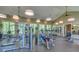 Fitness center with modern exercise equipment, mirrors, and ceiling fans, providing a complete workout experience at 17316 Cruiser Bnd, Land O Lakes, FL 34638