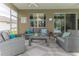 Inviting screened patio with comfortable wicker furniture and decor, providing a relaxing outdoor space at 17679 Garsalaso Cir, Brooksville, FL 34604