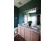 Bathroom with a double sink vanity, large mirror, and a shower at 2542 Sandy Hill Ct, Holiday, FL 34691