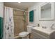 Clean bathroom featuring a walk-in shower, tile and neutral color palette at 3140 Bahia Ave, Holiday, FL 34690