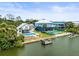 Expansive aerial perspective showcasing waterfront homes, private pools, and docks, offering luxurious coastal living at 4104 Pine Dale Ct, Hernando Beach, FL 34607