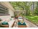 Back patio view with outdoor seating and a nice green lawn at 507 Jewel St, Brooksville, FL 34601